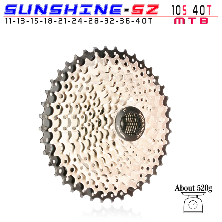 sunshine-เฟืองหลังจักรยาน-10-speed-mtb-11-40t-สีเงิน