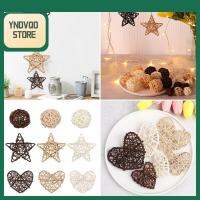 YNDVQO STORE 10PCS เถาธรรมชาติ พวงหรีด DIY อุปกรณ์เสริม จี้แขวน ลูกบอลหวายหัวใจดาว ไม้กาแฟสีขาว เครื่องประดับต้นคริสต์มาส ของตกแต่งบ้าน