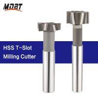 HSS T-Slot Milling Cutter มือจับตรงปรับแต่ง Woodruff Key Seat Router Bit Diameter 10-40mm Metal End Mill เครื่องมือ