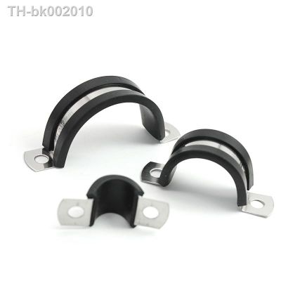 ▧ Free Shipping 2Pcs 10-50MM 304 Stainless Steel Rubber Lined U Clips Cable Mounting Hose Pipe Clamp Mikalor
