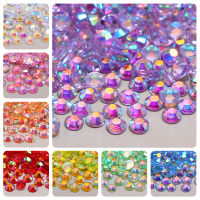 2-4mm Candy สี AB โปร่งใสเล็บ Rhinestones รอบเรซิ่น Flatback Glitter Strass หิน DIY 3D ตกแต่งเล็บ-Fenpier