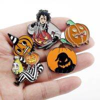 【CW】 Pumpkin Enamel Pin Movie Beetlejuice Brooches for Shirt Pins Badge Figure Ladies