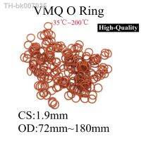 ▨✘♗  10pcs VMQ O Ring Seal Gasket Thickness CS 1.9mm OD 72 180mm Silicone Rubber Insulated Waterproof Washer Round Shape Nontoxic Red