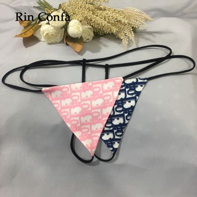 【CC】 Rin Confa New Hot Thong Seamless Buttocks T-Shaped Panties Print Knitting Pants