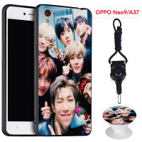 BTS เคสโทรศัพท์สำหรับ OPPO A37/NEO 9ซิลิคอนนุ่มกรณีที่มีรูปแบบเดียวกันแหวนและเชือก