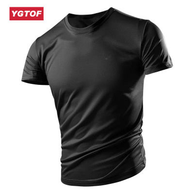 YGTOF เสื้อยืด M-8XL เสื้อแขนสั้นผ้าไหมน้ำแข็งขนาดใหญ่กีฬาออกกำลังกายกลางแจ้ง Ice Silk แห้งเร็ว