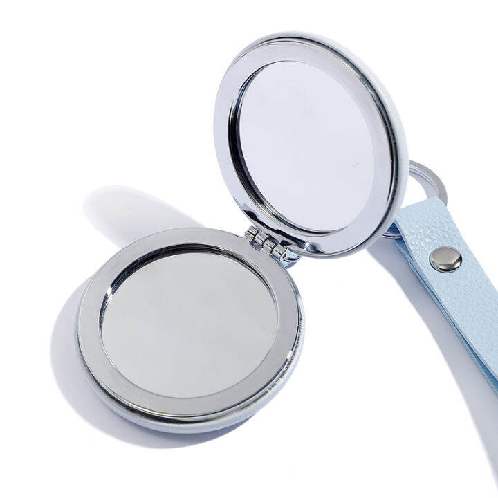 cosmetic-mirror-pu-leather-mirror-handheld-makeup-mirror-cute-folding-mirror-small-round-mirror-keychain-mirror