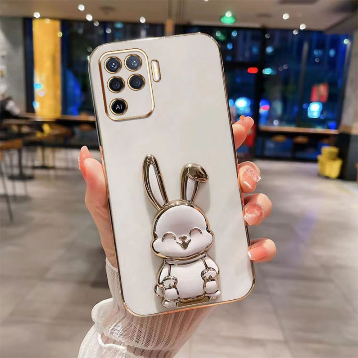 andyh-new-design-for-oppo-a94-reno-5f-f19-pro-case-luxury-3d-stereo-stand-bracket-smile-rabbit-electroplating-smooth-phone-case-fashion-cute-soft-case