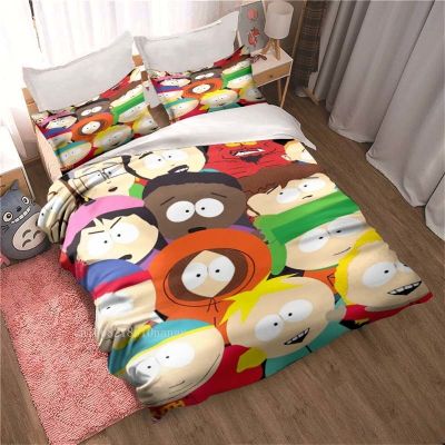 【hot】◙❅ Cartoon S-South Park Print All Set 3 Piece Comforter Bed Duvet Cover King
