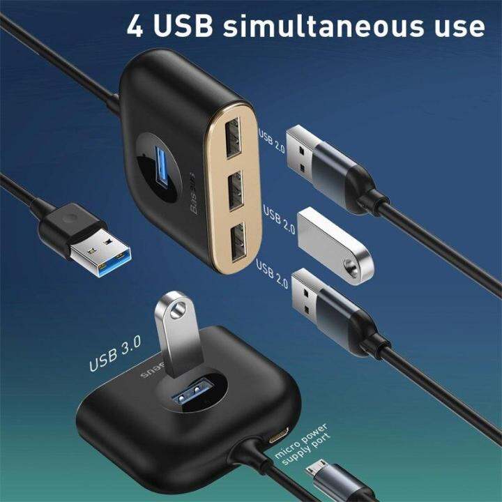 2023-new-jhwvulk-baseus-ฮับ-usb-4-in-1เป็น-usb-3-0สำหรับ-macbook-pro-air-ตัวแยก-usb-4พอร์ต-type-c-ฮับสำหรับ-huawei-matebook-อุปกรณ์คอมพิวเตอร์