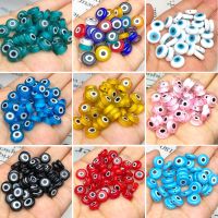 ☏ 6/8/10mm Flat Round Shape Beads Colorful Evil Eye Lampwork Glazed Glass Beads for Bracelet Necklace DIY Jewelry Making Crafts