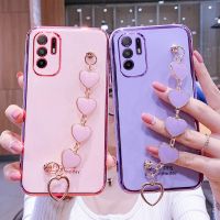 【Enjoy electronic】 Luxury Love Heart Wrist Chain Phone Case For Xiaomi Redmi Note 10 10S 5G 10T 9 9S 9T 8 8T 7 Pro 9A 9C 8A 7A Plating Bumper Cover