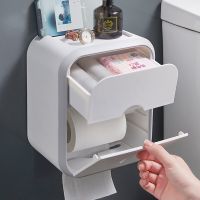 Toilet Paper Holder Box holder Bathroom Rack Waterproof Reel Tissue Storage Box Punch-free Kitchen Bathroom Storage Holder Toilet Roll Holders