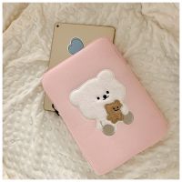 Kssme✑กระเป๋าเคสแท็บเล็ตเกาหลีหมีน่ารักสำหรับ Mac Apple กระเป๋าแล็ปท็อปกระเป๋านักเรียนหญิง11นิ้ว13นิ้วกระเป๋าแบบมีผ้าซับในฝาครอบป้องกัน