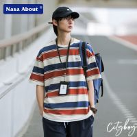 NASA ร่วมญี่ปุ่นสดลายตีสีแขนสั้นเสื้อยืดผู้ชายแฟชั่นทั้งหมดตรงกับแนวโน้มเสื้อคู่หลวมสบาย ๆ