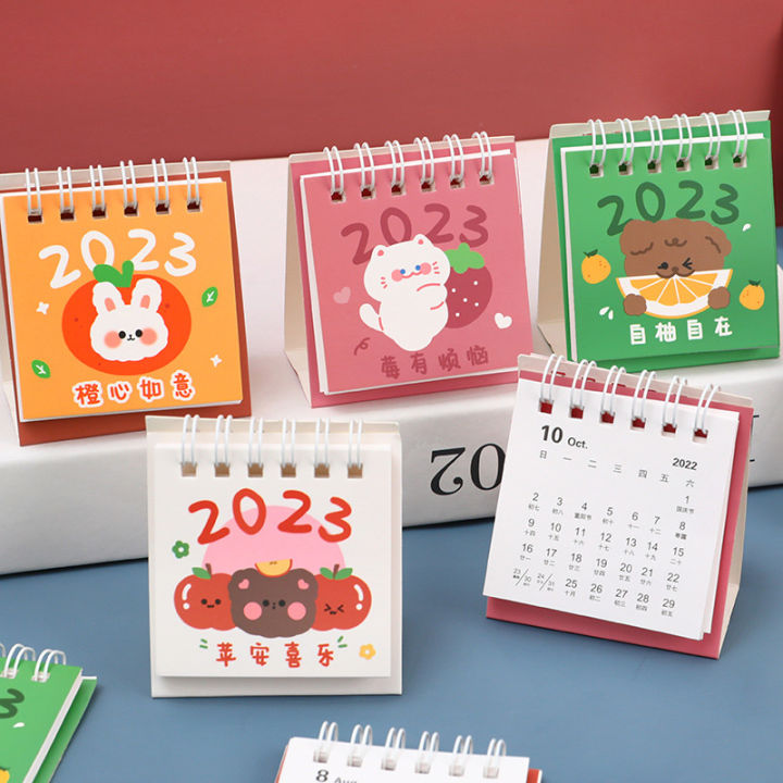 2023 Cartoon Mini Desk Calendar New Year Table Paper Calendars Cute ...