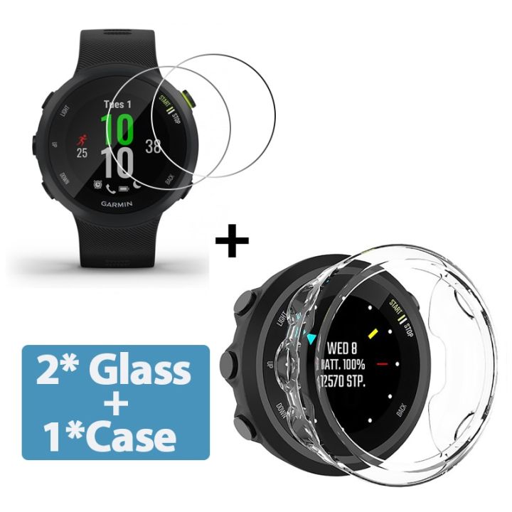 2-1-protector-case-screen-protector-for-garmin-forerunner-45-45s-watch-soft-tpu-protective-cover-shell-tempered-glass-film-cases-cases