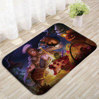 }qi Halloween European Floor Mat Bathroom Mat แผ่นกันลื่นหน้าประตูพรมขนแกะปะการังซับน้ำแผ่นโฟม