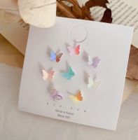 goodgift_station-colorful little butterfly earrings S925 silver needle ต่างหูเซ็ต รูปผีเสื้อหลากสี