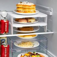 2pcs Refrigerator Organizer Rack Stackable Layered Dishes Bowl Shelf Cabinet Kitchen fridge Food Seasoning Can Storage Holder