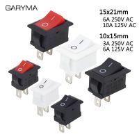 5Pcs KCD1/KCD11 Boat Rocker Switch 3A250VAC/6A250VAC ON-OFF I/O SPST 2 Pin Mini Button Switch Black Red White 10x15mm/15x21mm