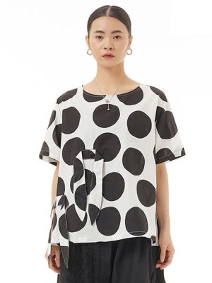 XITAO T-shirt Casual  Women Top Polka Dot Print T-shirt