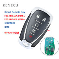 Keyecu 5 Buttons Smart Remote Car Key ID46 - HYQ4AA 315Mhz, HYQ4EA 433Mhz - Fob for Chevrolet Cruze Camaro Malibu Equinox Spark