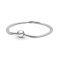 2021 New 100 925 Sterling Silver pan Moments Heart Infinity Clasp Snake Chain Bracelet Fit Party Woman Jewelry Gift