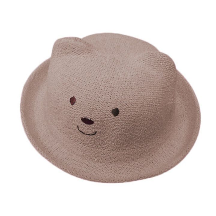 หมวกฟางลายการ์ตูนหมีน่ารักสำหรับเด็ก