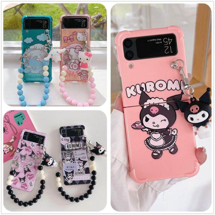 sanrio-เคสโทรศัพท์มือถือพลาสติก-pc-แข็ง-ลายการ์ตูนคิตตี้-ซานริโอ้-ชินนาม่อนโรล-เมโลดี้-พร้อมตุ๊กตา-สําหรับ-samsung-galaxy-z-flip-4-z-flip-3-4-5g