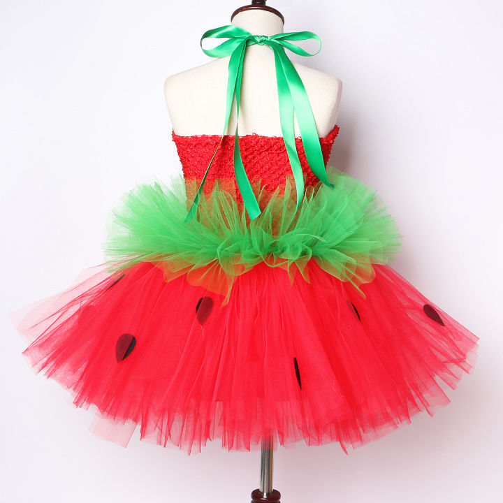 red-green-strawberry-dresses-for-girls-princess-tutu-dress-with-flowers-headband-toddler-kids-girl-costume-for-birthday-party
