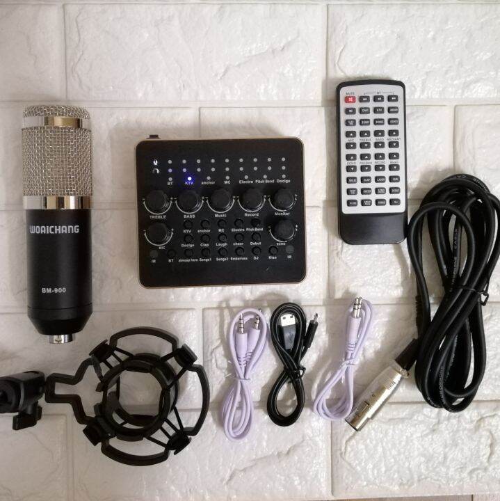 Bộ live stream 2 món SOUND CARD V10 BLUETOOTH và MICRO BM 900 Lazada.vn