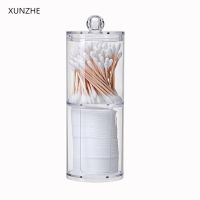 【YD】 XUNZHE New Round Cotton Swabs Stick Storage Holder Transparent Makeup Organizer