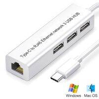 USB 3.1 Type-c Port Ke USB HUB RJ45 100Mbps Ethernet Port Cable Adapter USB2.0 HUB Wired Network untuk Komputer PC Macbook Laptop