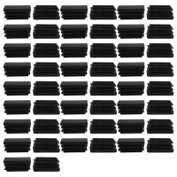 50pcs Plastic Rectangle Ribbed Tube Inserts End Cover Cap Furniture Glide Chair Desk Table Feet Floor Protector