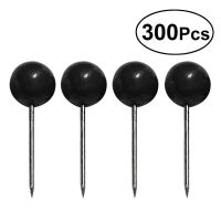 300 Pcs Black Map Tacks Push Pins Plastic Round Pearl Head with Steel Point for Corkboard Bulletin Board and Fabric Clips Pins Tacks
