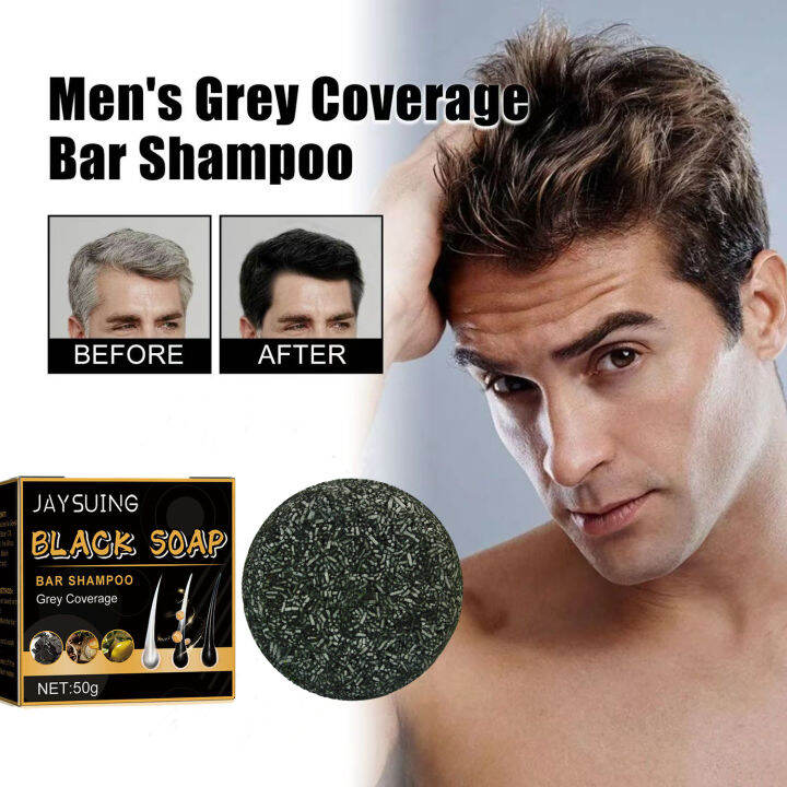 Jaysuing Black Soap Bar Shampoo Natural Black Hair Shampoo AntiDandruff Volumizing Shampoo Gray