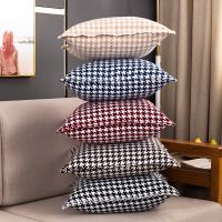 Houndstooth Edge Pressing Pillow Thickened Variety Solid Color Pillow Cushion Cover Sofa Cotton Linen Backrest Office Room Pillow