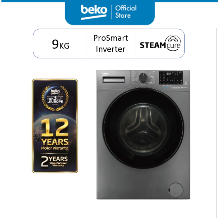 Beko Front Load Washing Machine With Inverter Technology (9kg) WCV9749XMST Lazada