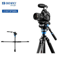 Benro C3573FS6 N วิดีโอขาตั้งกล้องคาร์บอนไฟเบอร์ขาตั้งกล้องที่มีหัววิดีโอของเหลว S6N