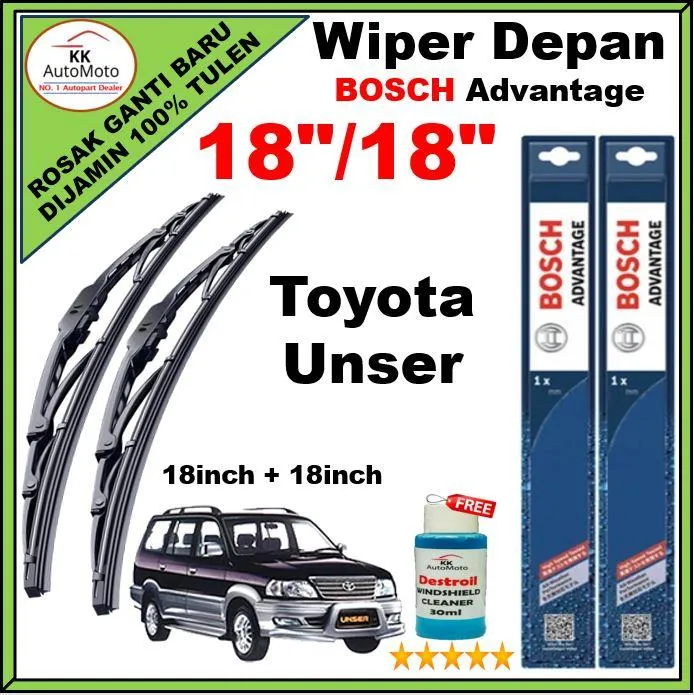 Toyota Unser Wiper 18" + 18" Bosch Advantage Wiper Blade BA18 + BA18