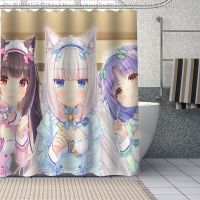 【CW】❃¤■  Hot Custom Anime Game Nekopara Curtains Polyester Shower Curtain With Plastic Hooks Size