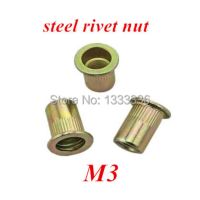 500pcs M3x9 Flat Rivet Nut Rivnut Insert Nutsert Countersunk Head column Nut steel with yellow zinc plated