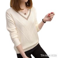 【hot】卐❧℡  V-neck Loose Short Knit Pullover Sweater long-sleeve Thin 2023 Fashion Femmes Female