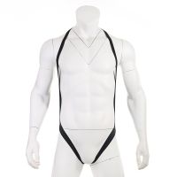 บอดี้สูท ชุดชั้นในผู้ชายเซ็กซี่ Sexy Men Backless Bodysuit Transparent Lingerie Jumpsuit Strap