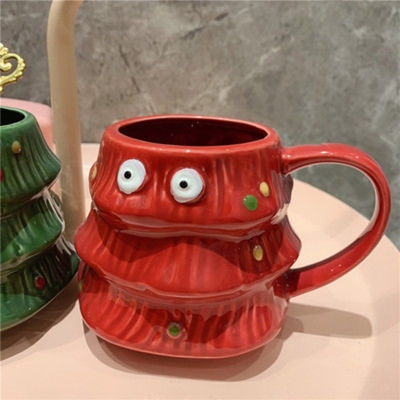 Christmas Tree Mugs Christmas Ceramic Tea Mugs 3D Christmas Tree Ceramic Cup Milk Coffee Water Cup Mug Couples Xmas Gifts