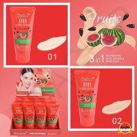 ครีมแตงโม ครีมแตงโมแบบหลอดบีบ Sasimi Watermelon BB SPF45 PA++เกลี่ยง่ายกลิ่นหอม ครีมรองพื้นพร 3in1