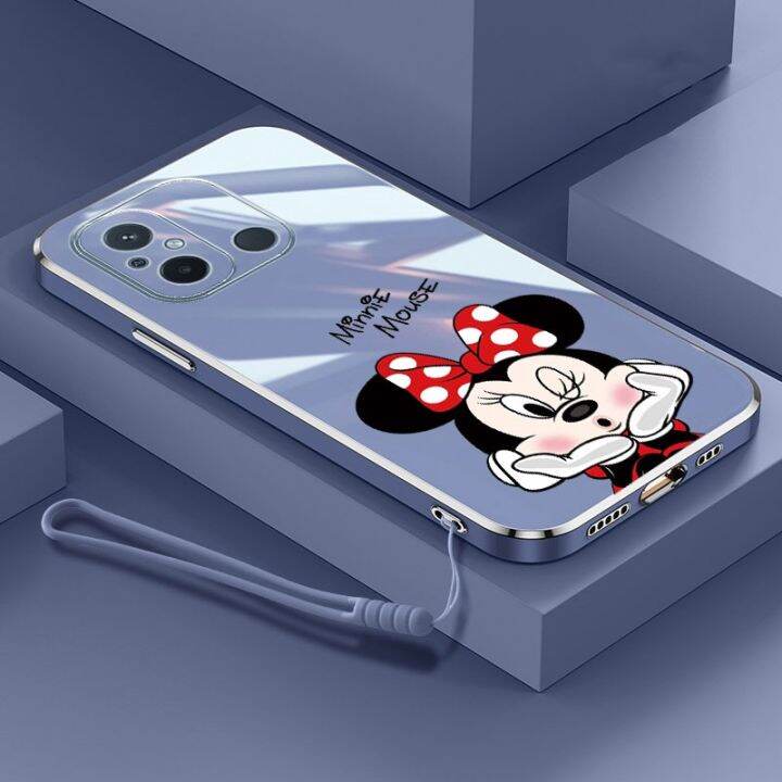 เคสโทรศัพท์-xiaomi-redmi-12c-10c-10-9-8-10a-9a-8a-9c-9t-หรูหรามินนี่เมาส์ยางฝาครอบชุบมันวาวเคสสายเคสที่มีแหวนกันกระแทก