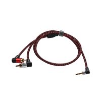 90 Degree 3.5mm Male to 2 RCA Male Cable Right Angle Stereo AUX Y Splitter Cord Microphone Jack Plug for Laptop 1M Cables