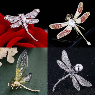 High Quality Luxury Sparkling Cubic Zirconia Insect Coat Clothes Pins Jewelry Fashion Elegant Dragonfly Brooches For Women